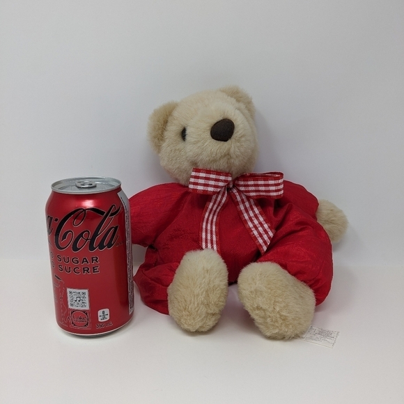Hallmark Nylon Red Teddy Bear Bow Plush Vintage - Picture 3 of 4